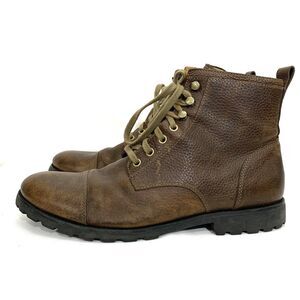 Fossil Pebbled Brown Leather Ankle Lace Up Boots Men Size 11M